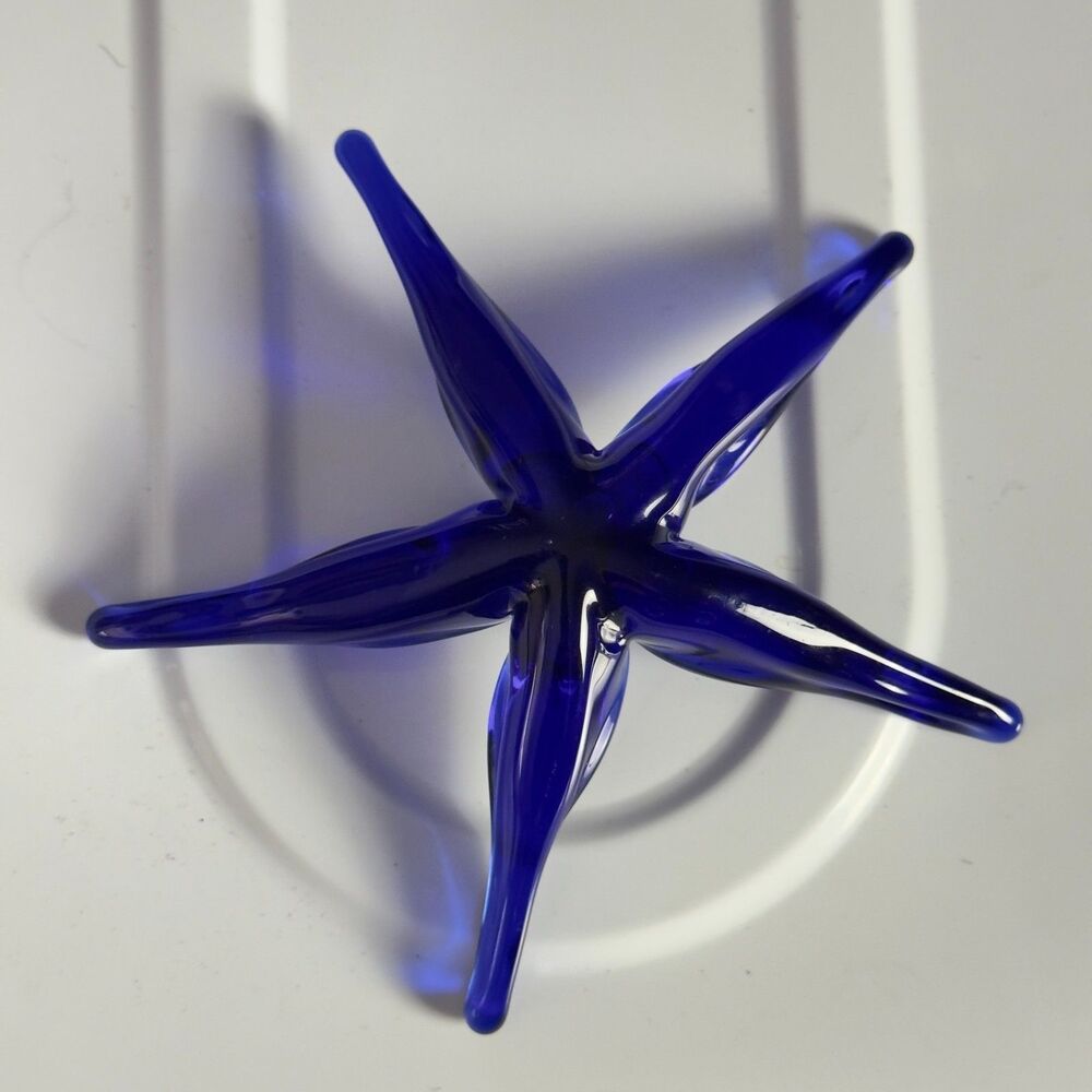 Cobalt Blue Art Glass Starfish Decorative Paperweight